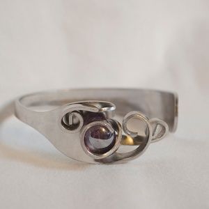 Fork Bracelet and Ring with Purple Marbles